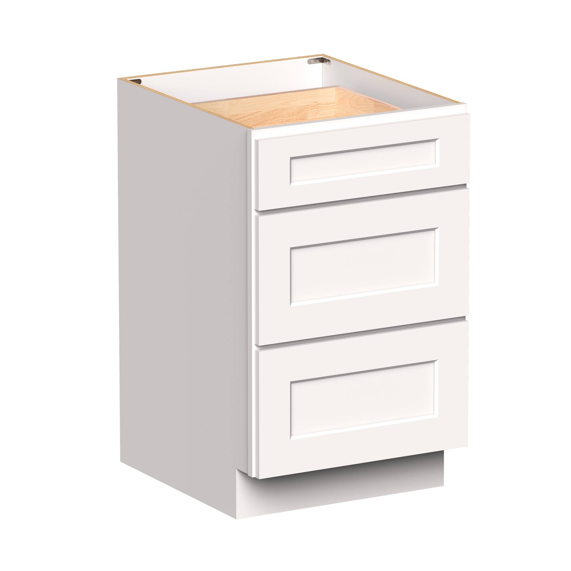 Angle. Boyel Living - 21-in W x 34.5-in H x 24-in D Shaker RTA Kitchen 3-Drawer Base Cabinet with Soft-Close Drawers - White Shaker.