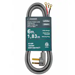 Equator - POWER CORD FOR COOKING RANGE 250V 30Amp 3-Wire w/Side Grip Plug 6 Feet Grey - Gray