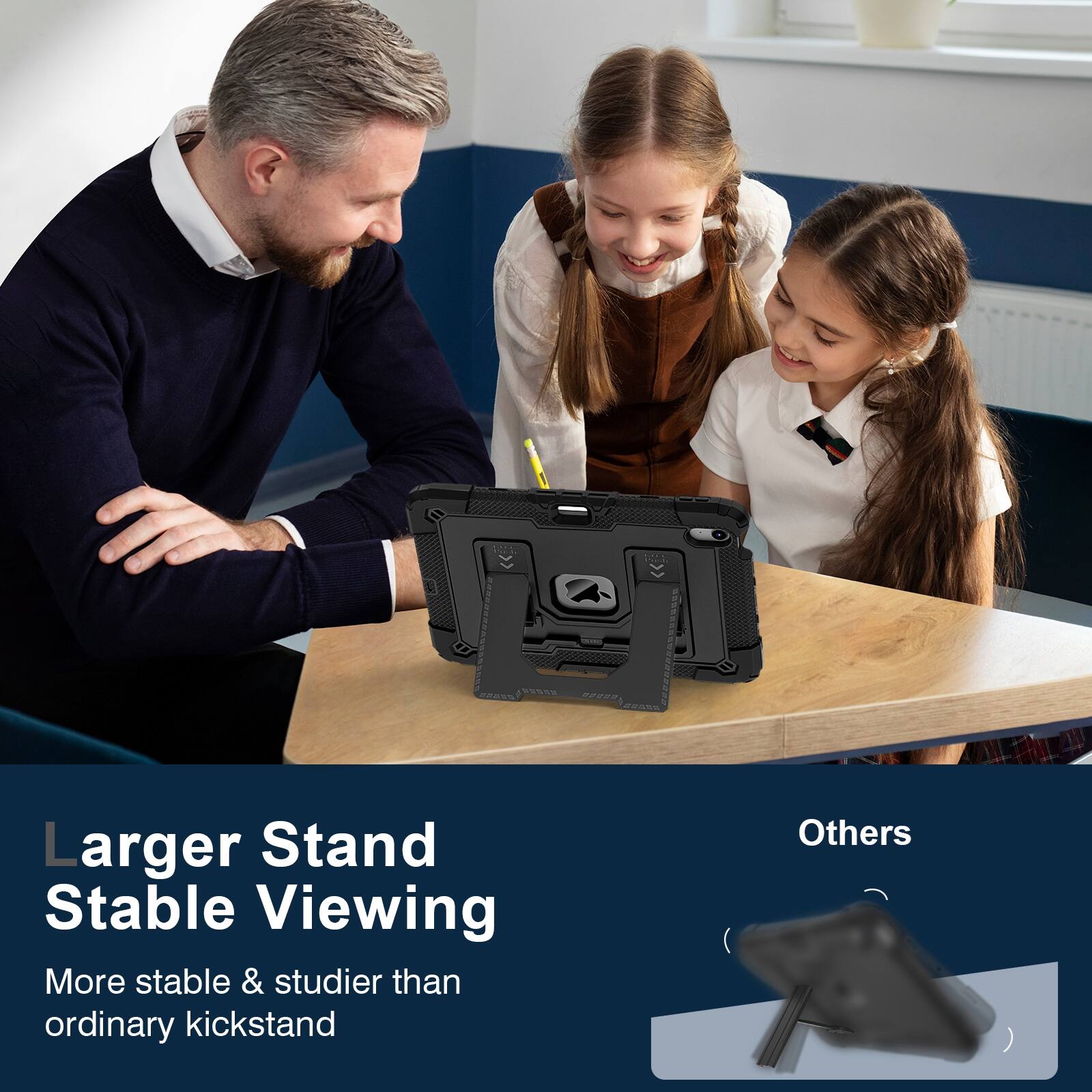 Larger Stand Stable Viewing  
More stable & sturdier than ordinary kickstand
