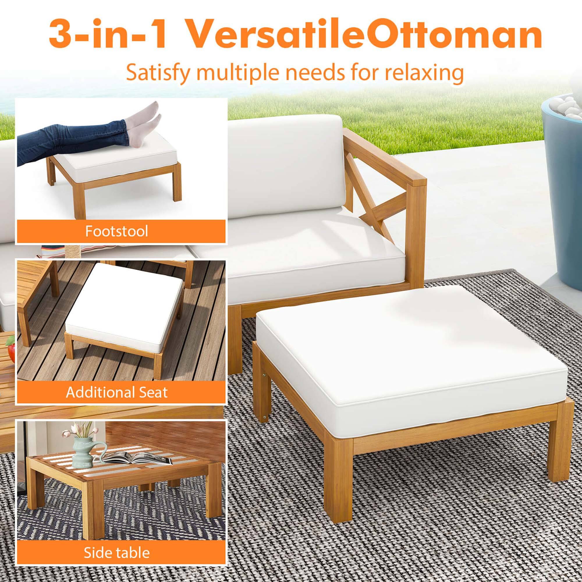 3-in-1 Versatile Ottoman
Satisfy multiple needs for relaxing
Footstool
Additional Seat
Side table