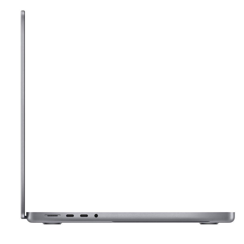 Left. Apple - MacBook Pro 14" (2021) M1 Max CPU @ 3.2GHz 10 Core CPU 24 Core GPU A2442 32GB RAM 512GB SSD - Space Gray.