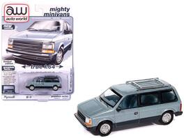Autoworld - 1987 Plymouth Voyager Van Ice Blue & Twilight Blue 2-Tone w/ Blue Interior 1/64 Diecast "Mighty Minivans" Auto World - Blue Metallic