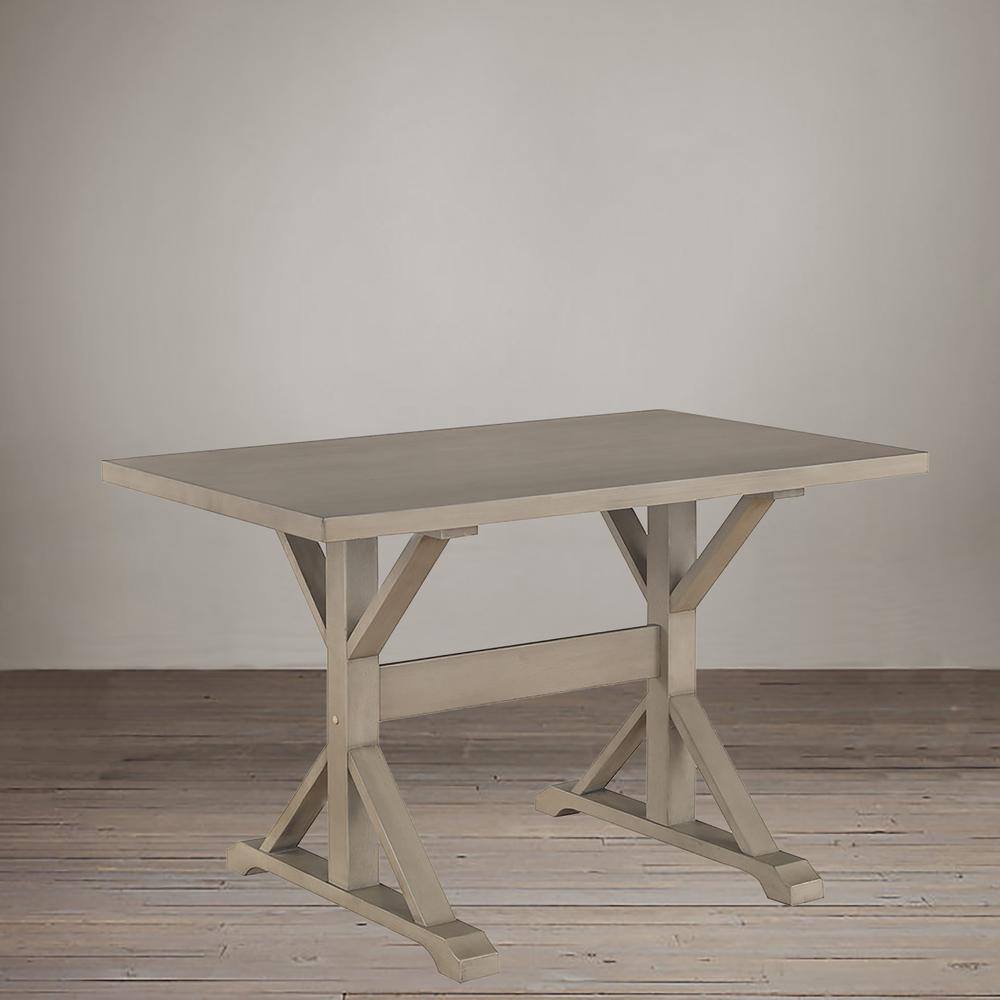 Alt View 4. Carolina Chair & Table - Florence Trestle Table - Weathered Gray - Grey.