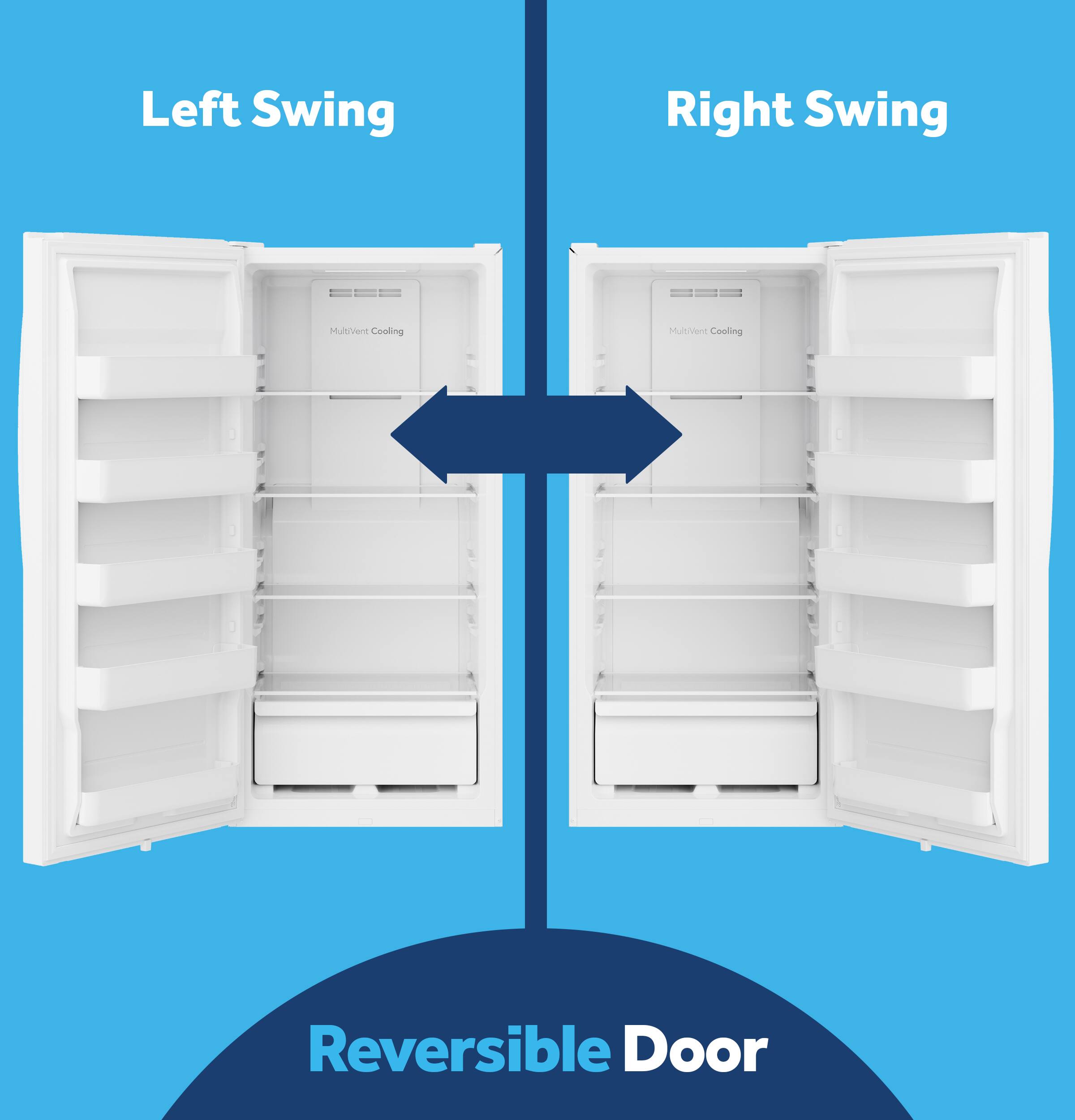 Left Swing  
Right Swing  
MultiVent Cooling  
Reversible Door