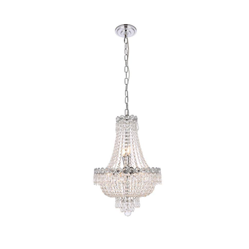 Left. Elegant Lighting - Century 8 light Chrome Pendant Clear Royal Cut Crystal - Chrome.