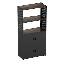 Fleximounts - 5-Shelf Heavy-Duty Garage Storage Shelving with Lower Cabinet & Side Pegboards, 35"W x 71.1"H x 15.7"D - Black