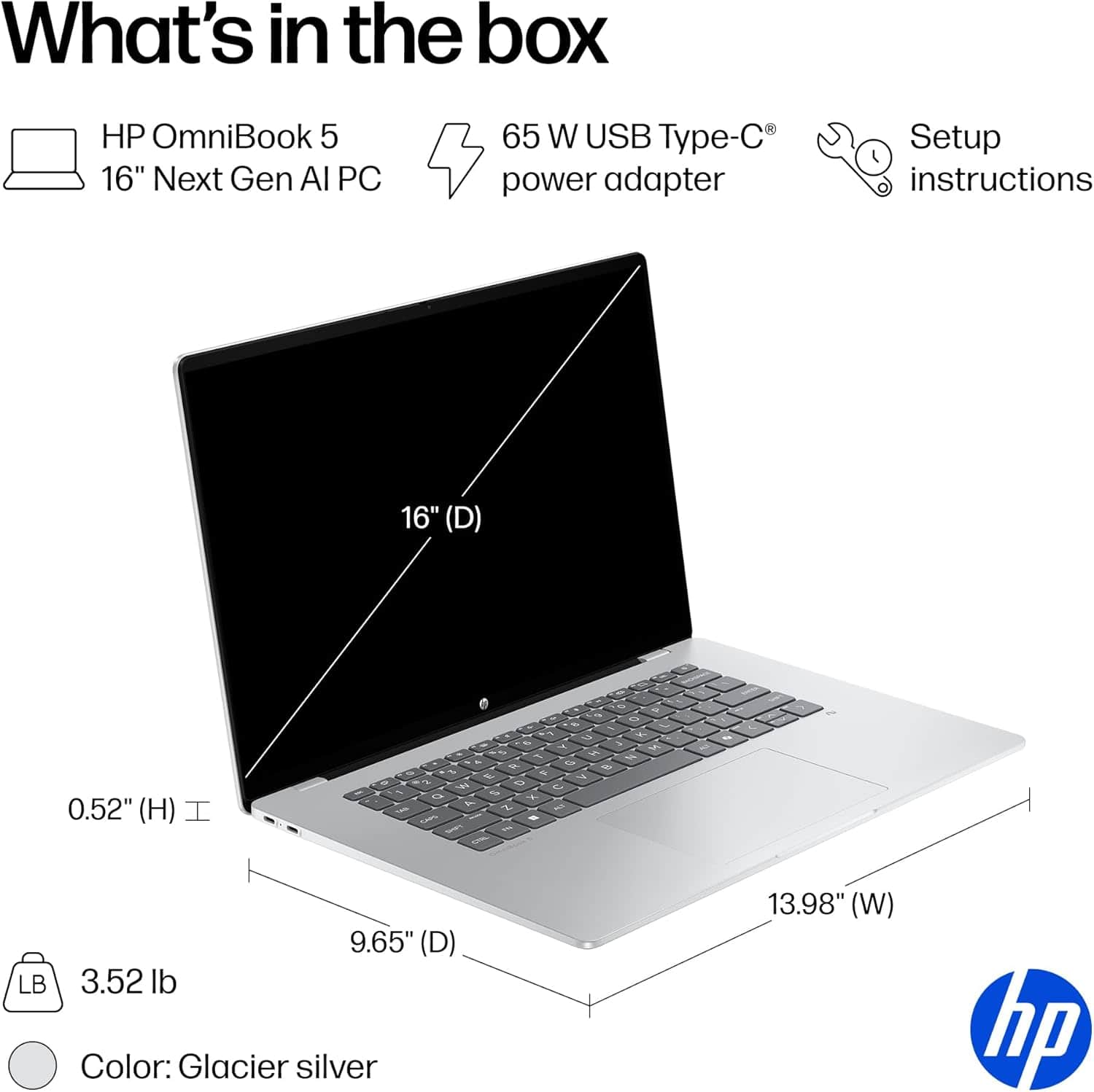 HP OmniBook 5 16 inch Next Gen AI PC, 2K Touchscreen, Snapdragon X