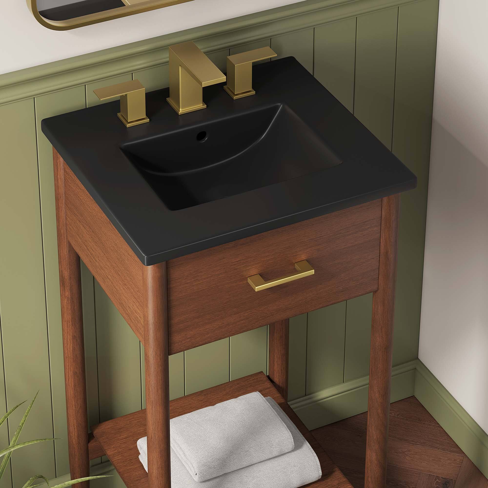 Alt View 1. Modway - Zaire Bathroom Vanity Basin Included by Modway - Walnut Black.
