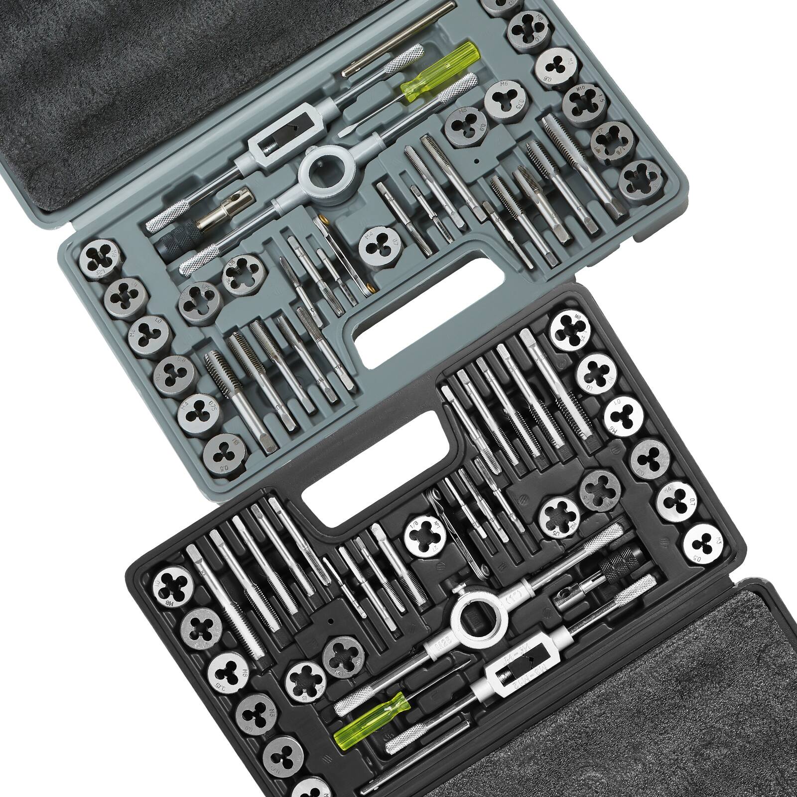 VEVOR - Tap and Die Set, 80-Piece Metric and SAE Standard, Bearing Steel Taps and Dies, Essential Threading Tool - Black