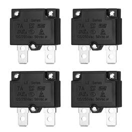 Unique Bargains - 4pcs 7A Push Button Circuit Breaker, 125/250V AC,50V DC, Automatic Reset Thermal Overload Protector for Industrial - Black