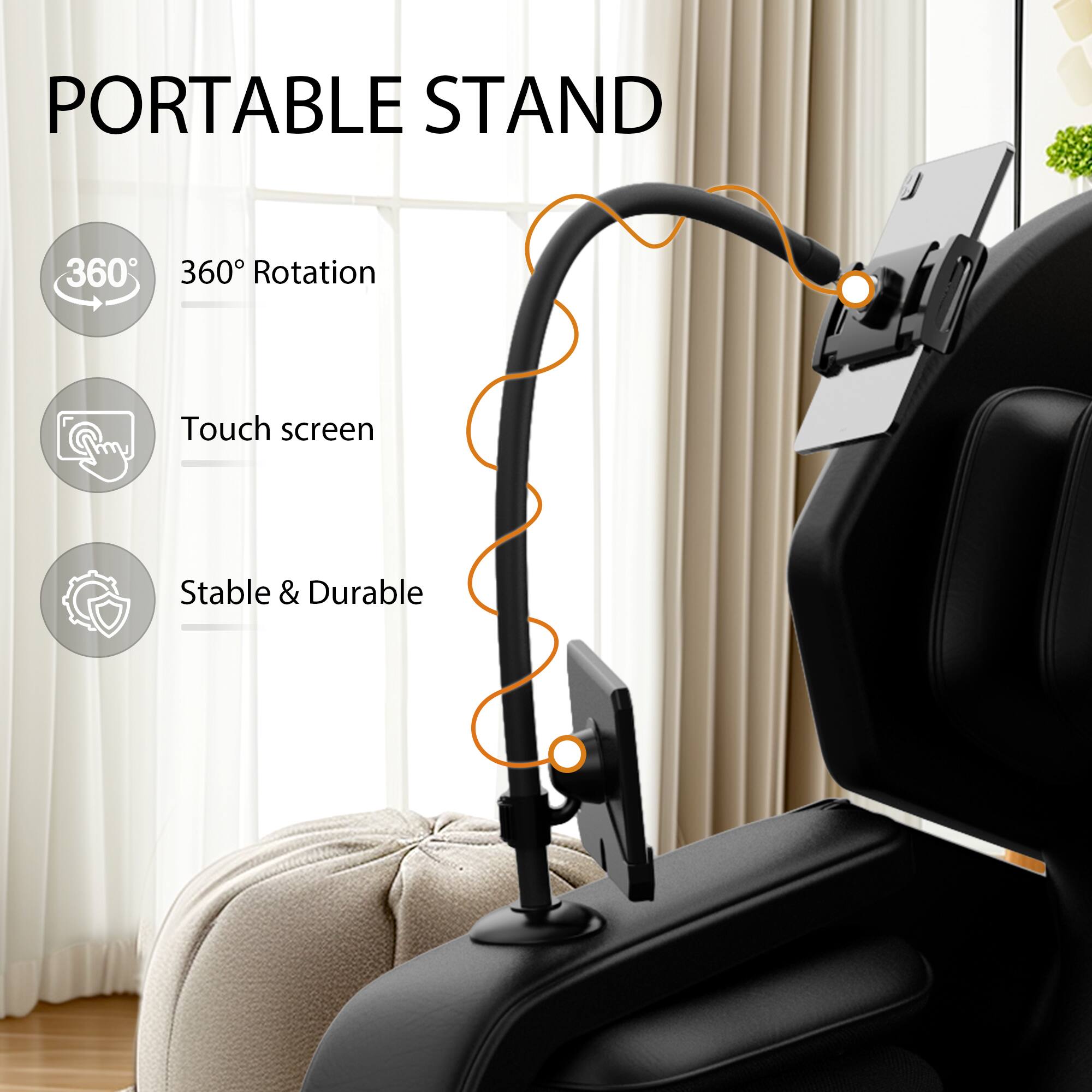 PORTABLE STAND

- 360° Rotation
- Touch screen
- Stable & Durable