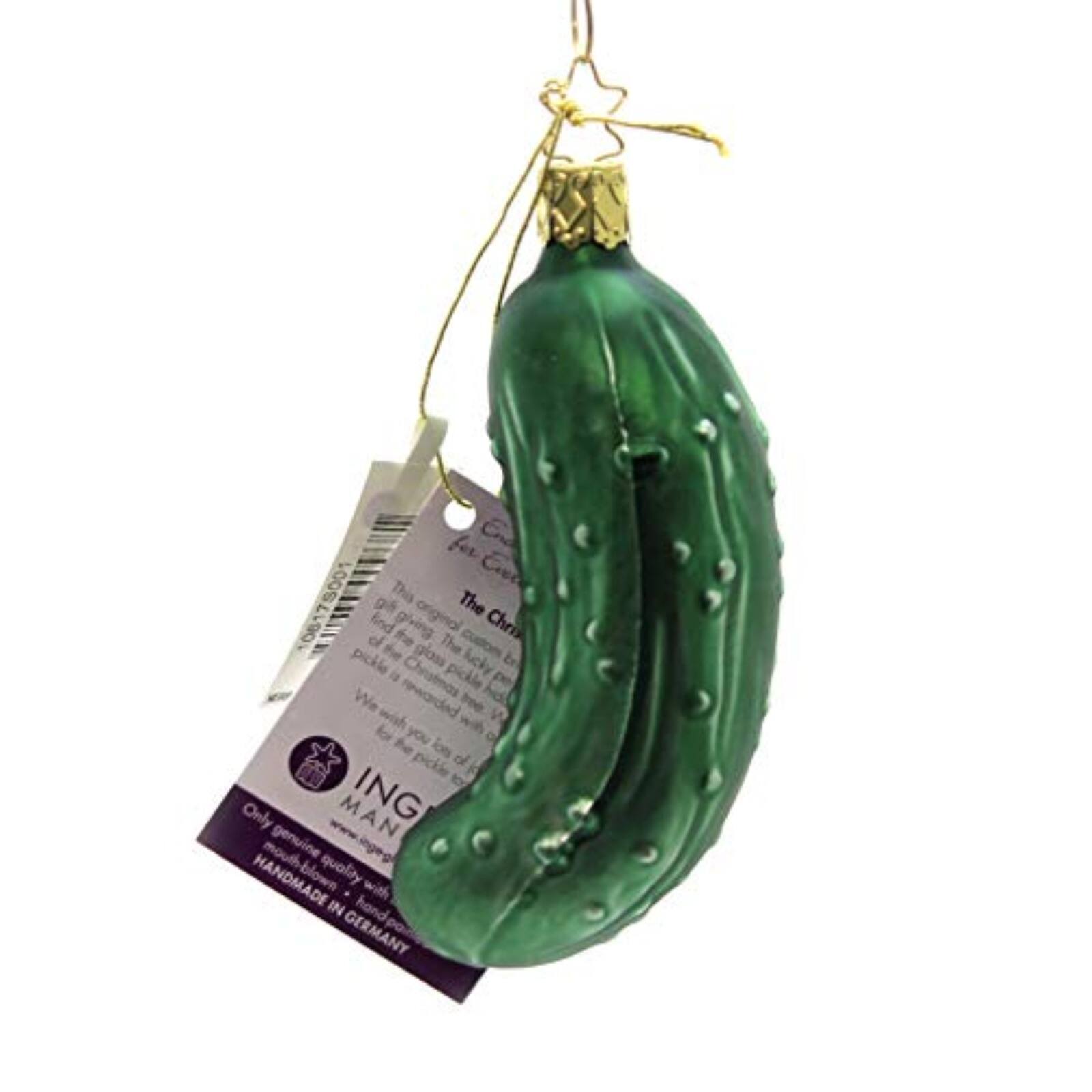 The Christmas pickle glass ornament is a genuine quality handmade in Germany. This is the only one of its kind.