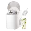 Front. VEVOR - Countertop Ice Maker, 7 Cubes Ready in 6 Mins, 26 lbs per Day, Self-Cleaning Portable Machine with Ice Scoop - White.
