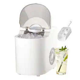 VEVOR - Countertop Ice Maker, 7 Cubes Ready in 6 Mins, 26 lbs per Day, Self-Cleaning Portable Machine with Ice Scoop - White