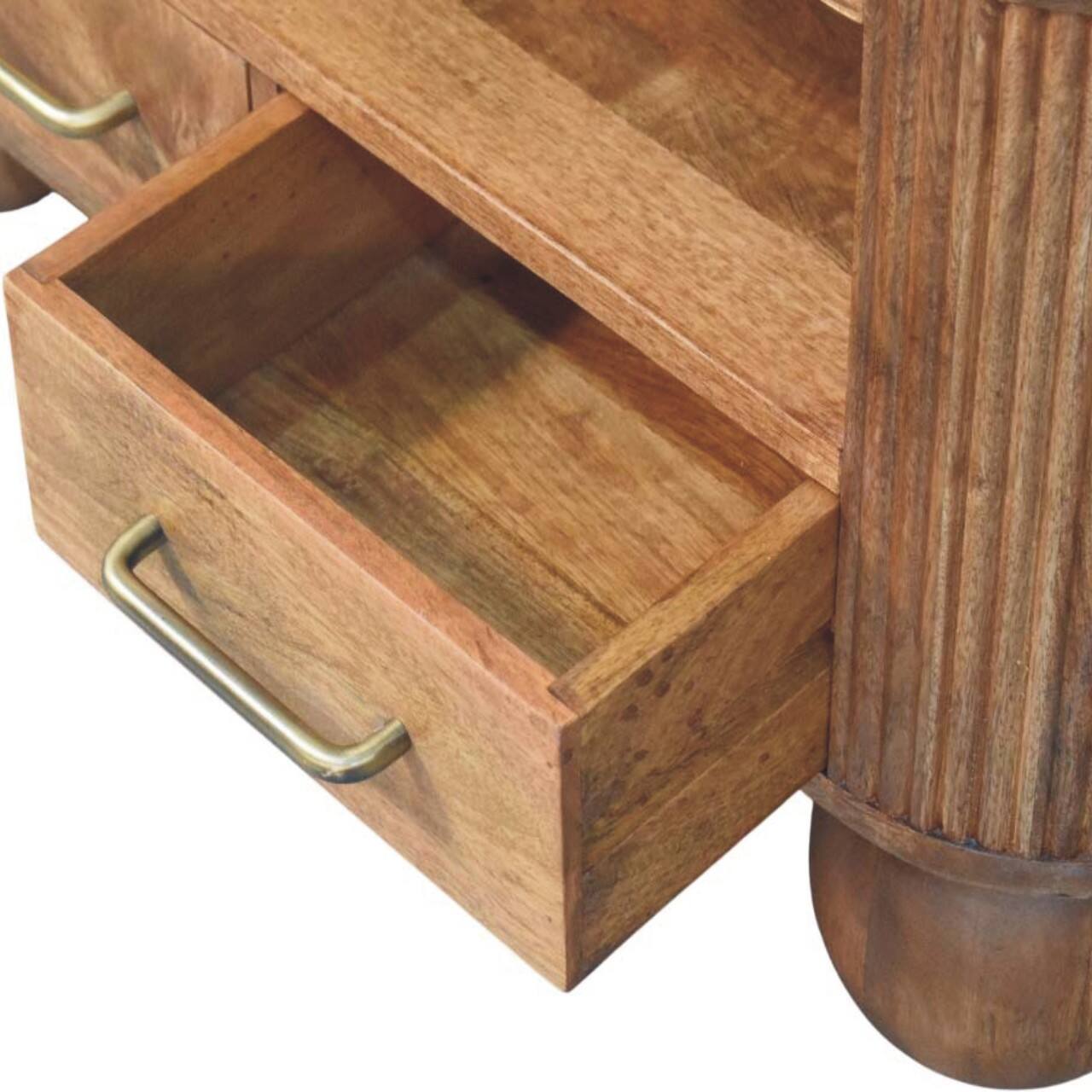 Alt View 2. Artisan Furniture - Artisan Furniture Solid Wood Briarwood Fluted Coffee Table, 2 Drawers, Brown - Brown.