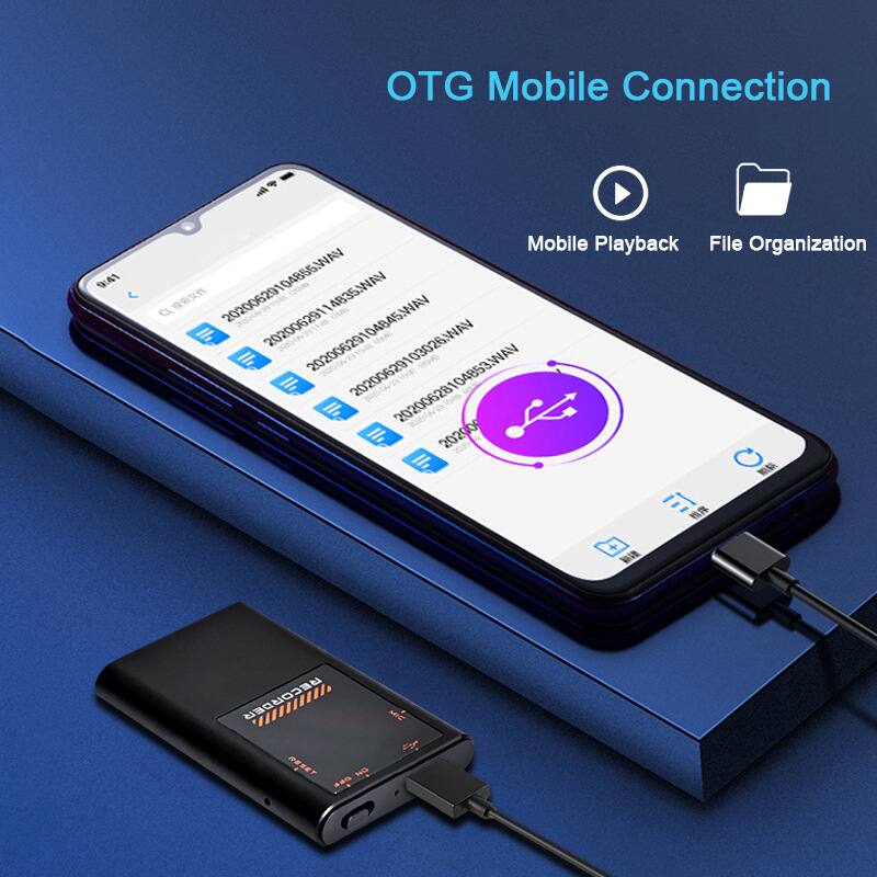 OTG Mobile Connection  
9:41  
Mobile Playback  
File Organization  

04855.WAV  
4835.WAV  
20200629  
04845.WAV  
03026.WAV  
20200629  
04853.WAV  
20200629  
20200628  

RECORDER RESET NO