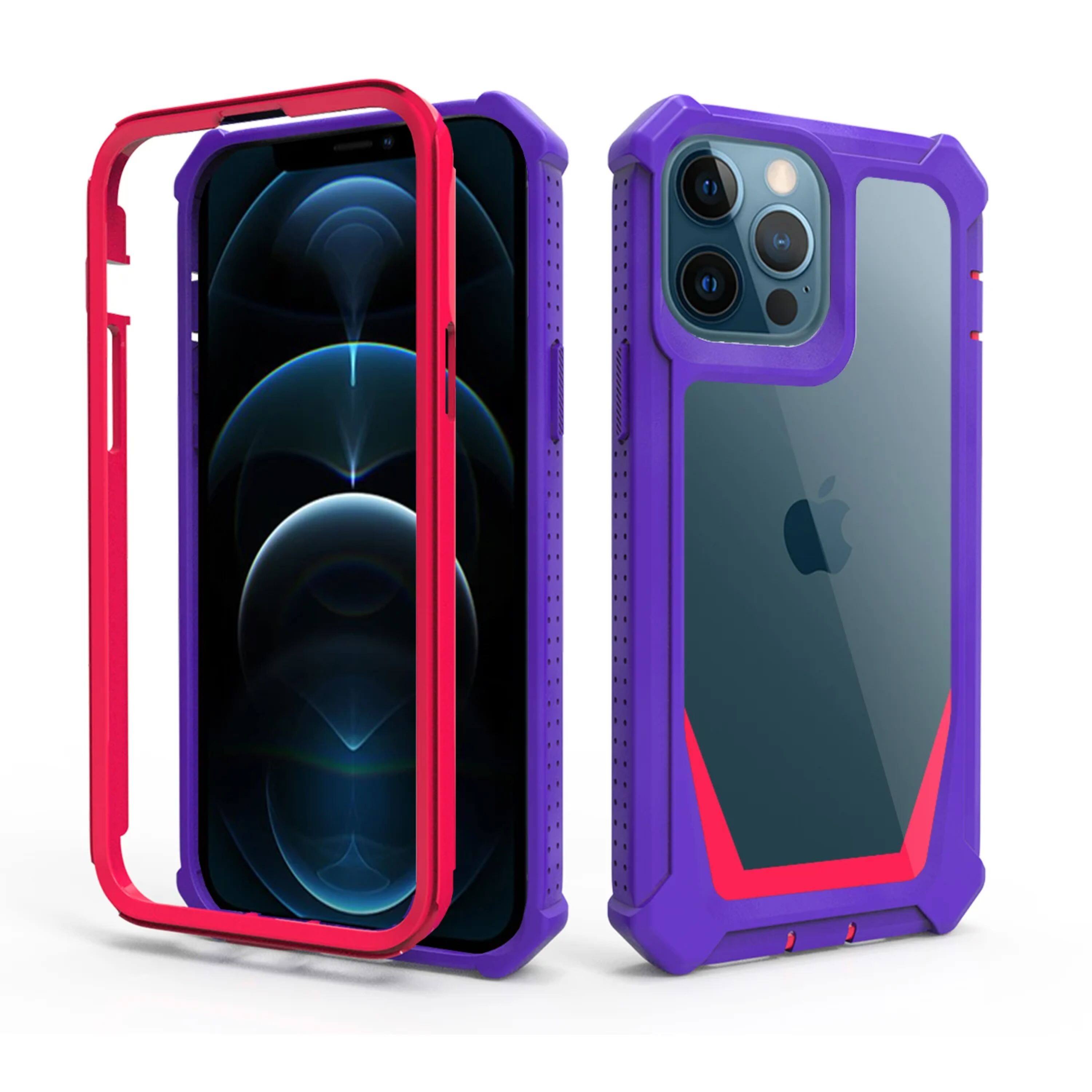 Angle. Kitcheniva - Shockproof Two Toned Rugged Phone Case For iPhone 14 Pro - Multicolor.