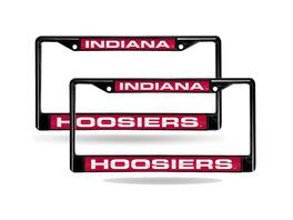 Rico Industries - Indiana University Hoosiers NCAA Black Metal Laser Cut License Plate Frame - Set of 2 Frames - Multi