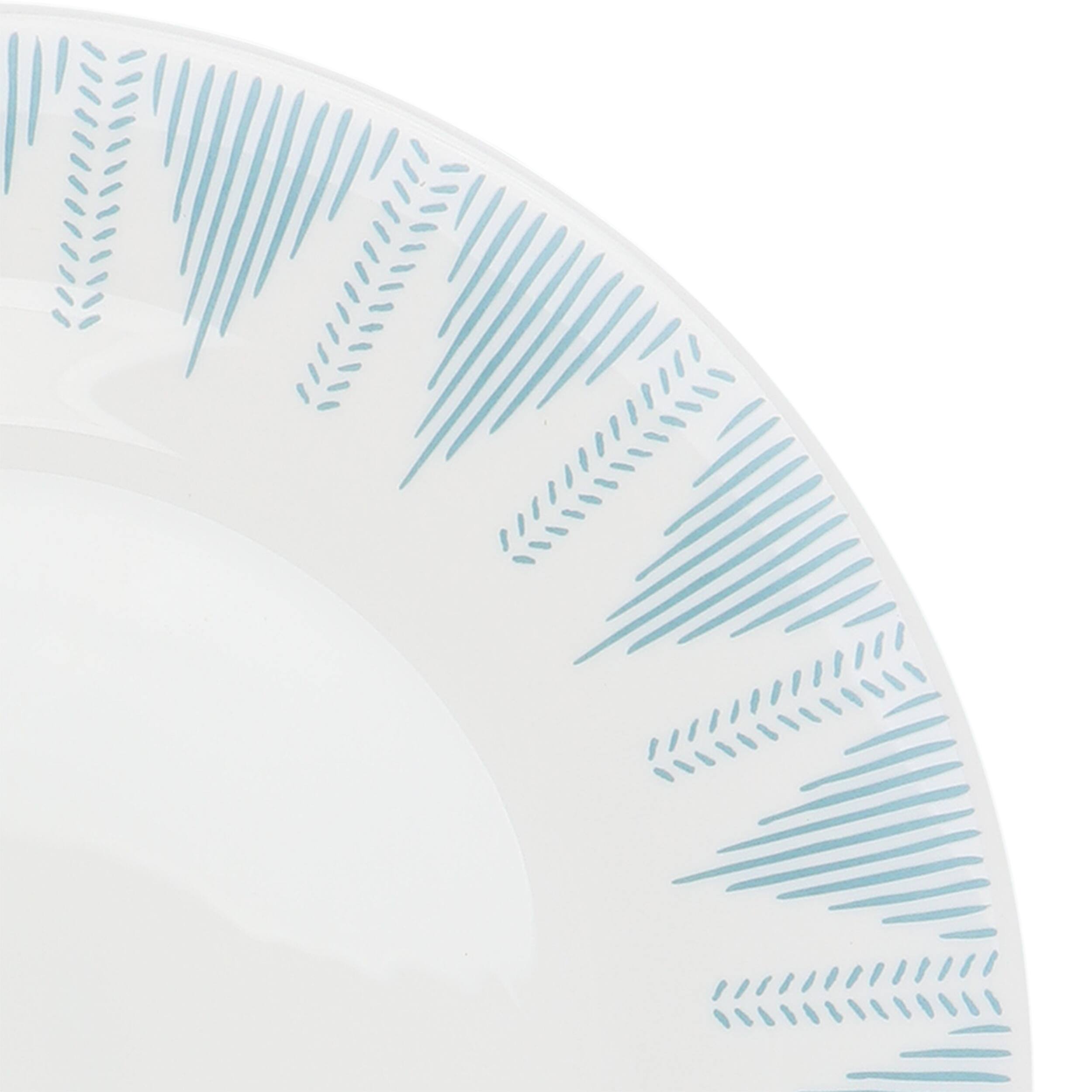 Alt View 2. Gibson - Ultra by Gibson Piper Point 4 Piece 10 Inch Round Tempered Opal Glass Dinner Plate Set in Blue - White.