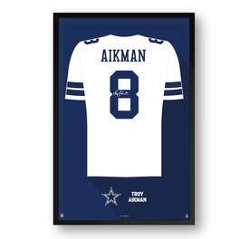 Sporticulture - Troy Aikman Dallas Cowboys Framed 14" x 20" Retired Jersey Art Print - Multicolor