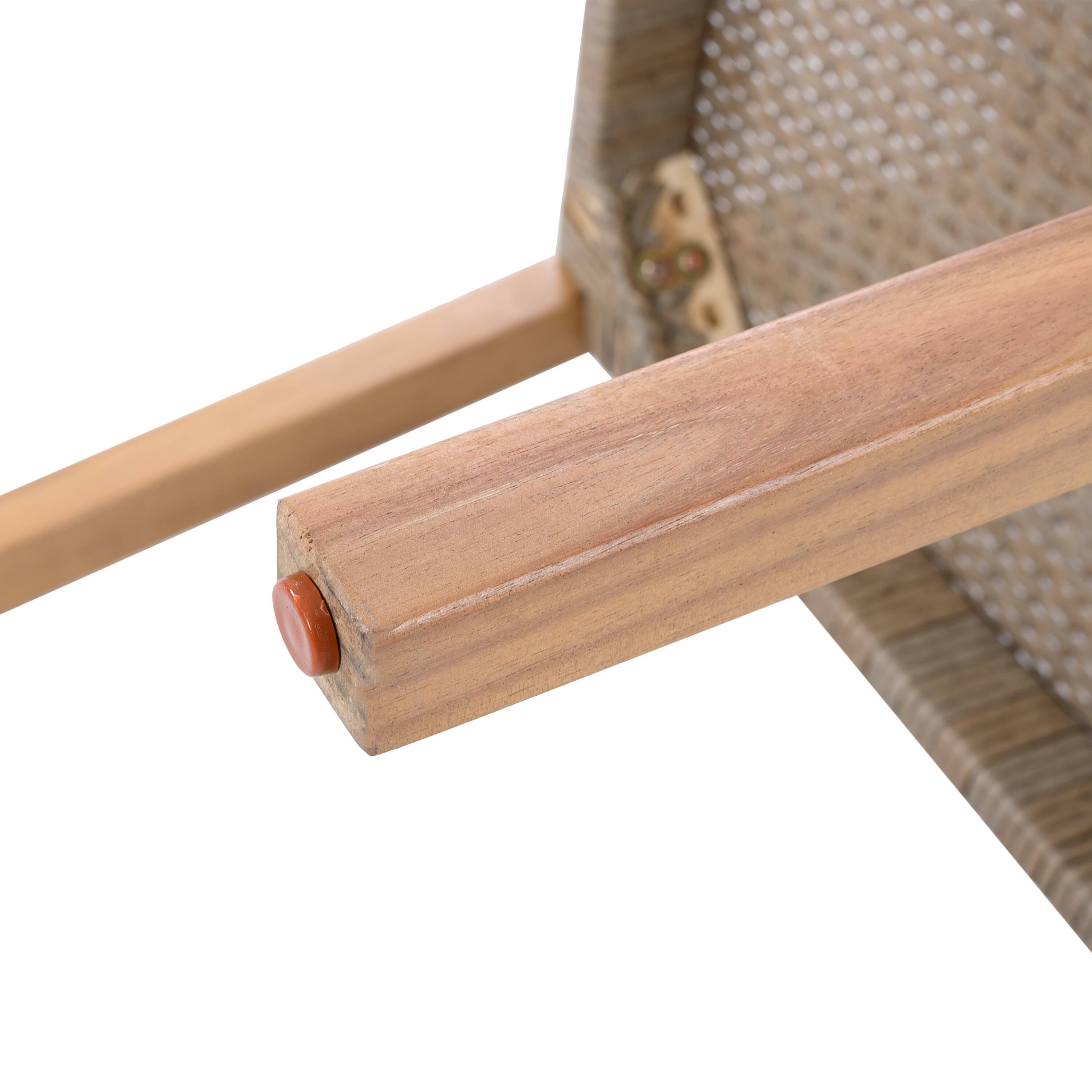 Alt View 6. Mondawe - Set of 2 Acacia Wood and PE Wicker Outdoor Dining Chairs - Light Brown.