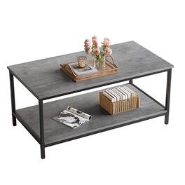 Hanke - Modern 2 tier Coffee Table For Living Room Tables Industrial Rectangle Wood Large Or Small Spaces Home Office - Gray