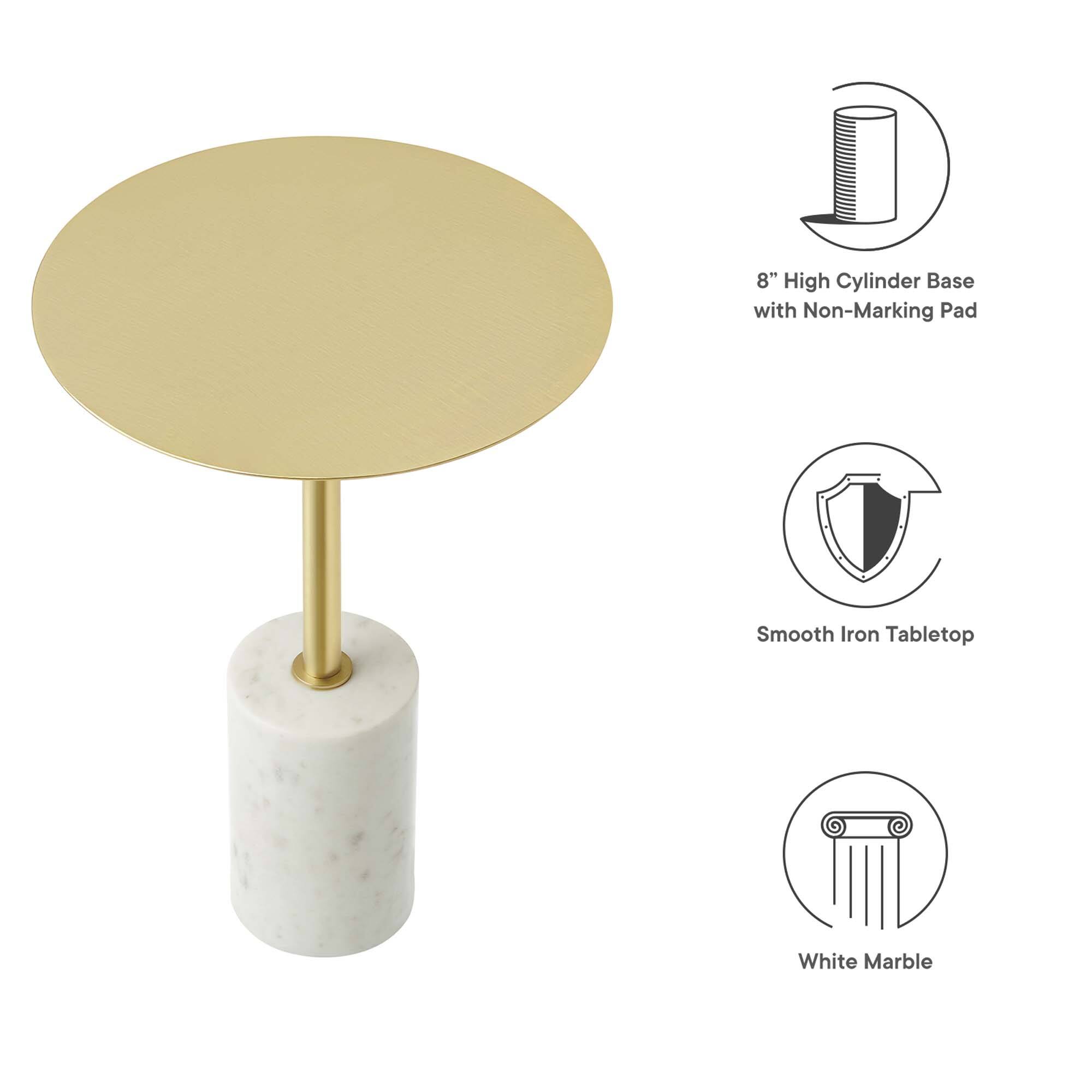 8" High Cylinder Base with Non-Marking Pad  
Smooth Iron Tabletop  
White Marble