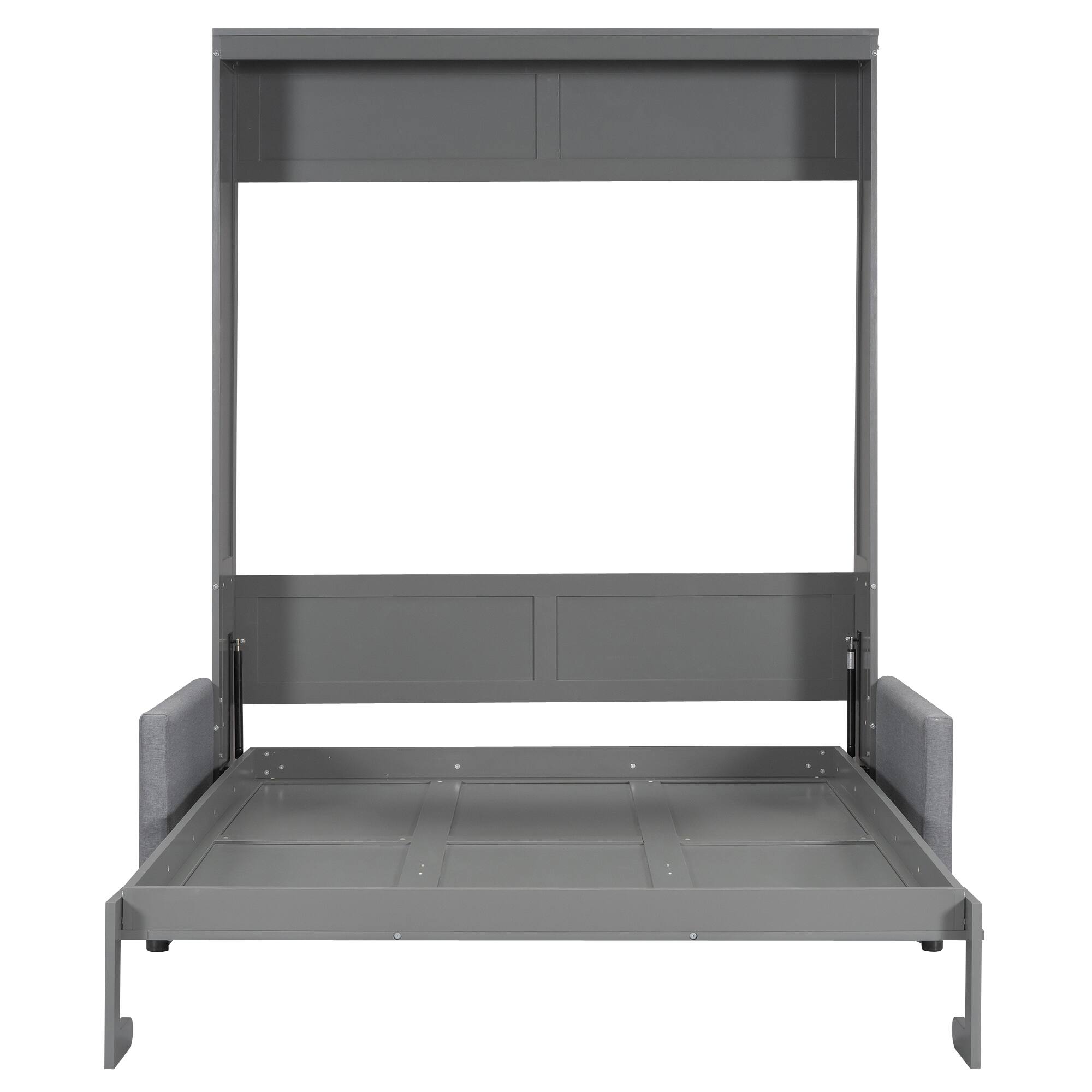 Alt View 2. Tiramisubest - Queen Size Murphy Wall Bed, Gray, MDF+LVL, 67x87x88 inch, 226 lbs, Sofa & Storage - Gray.
