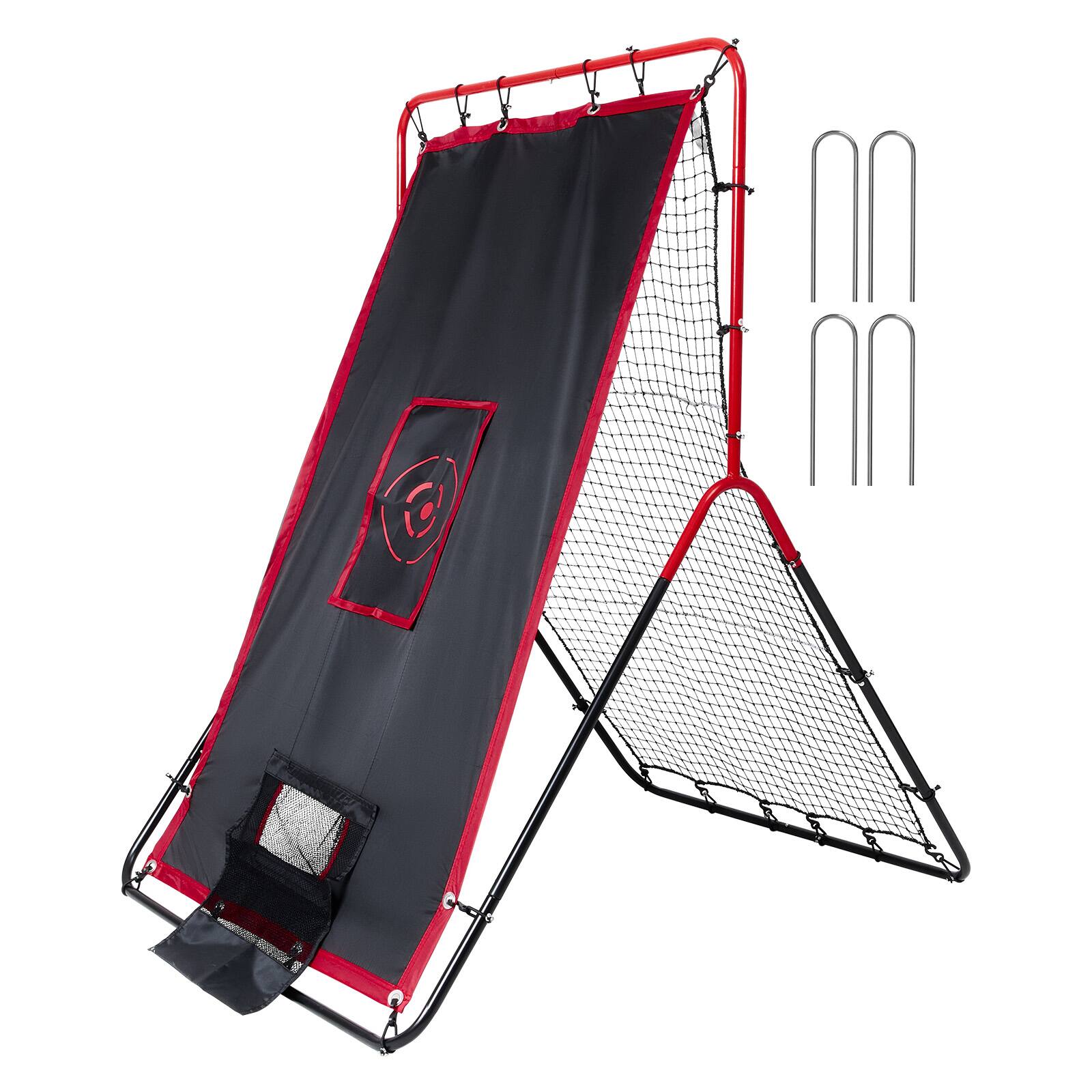 Alt View 5. VEVOR - Baseball And Softball Rebounder Net, 3.5 x 4.5 ft 2-in-1 Switch Hitter Pitch Trainer, PitchBack Baseball Pitching  Nest - Red + black.