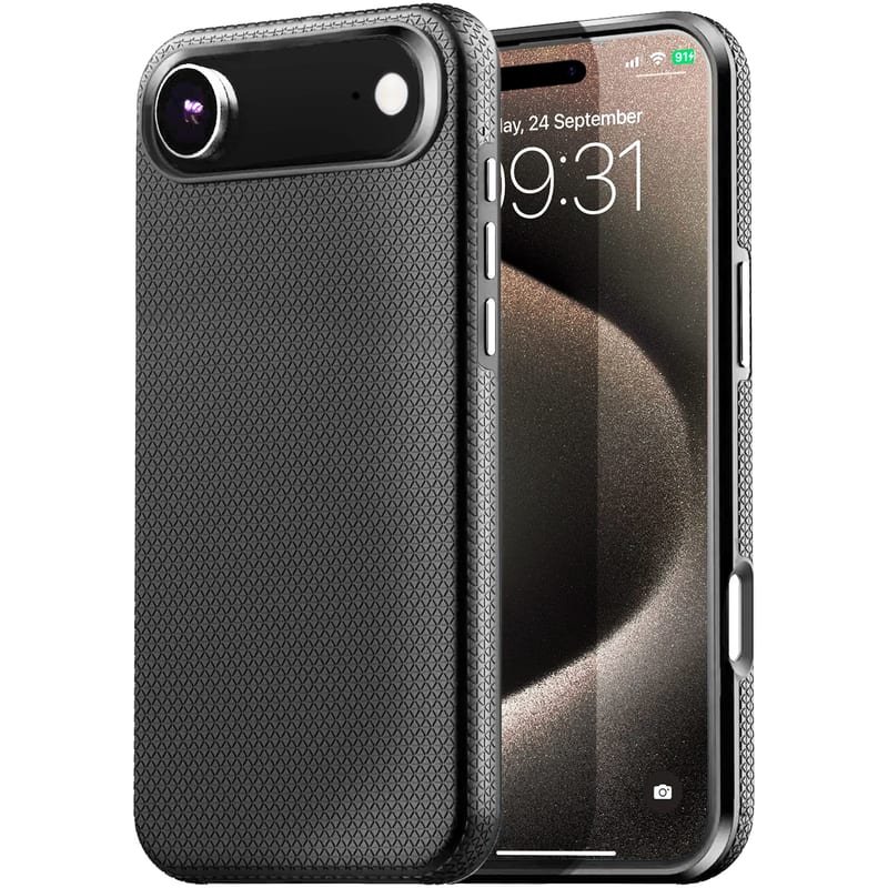 Entronix - Rugged Anti-Slip Case for iPhone 17 Air - Shockproof Protection - Black
