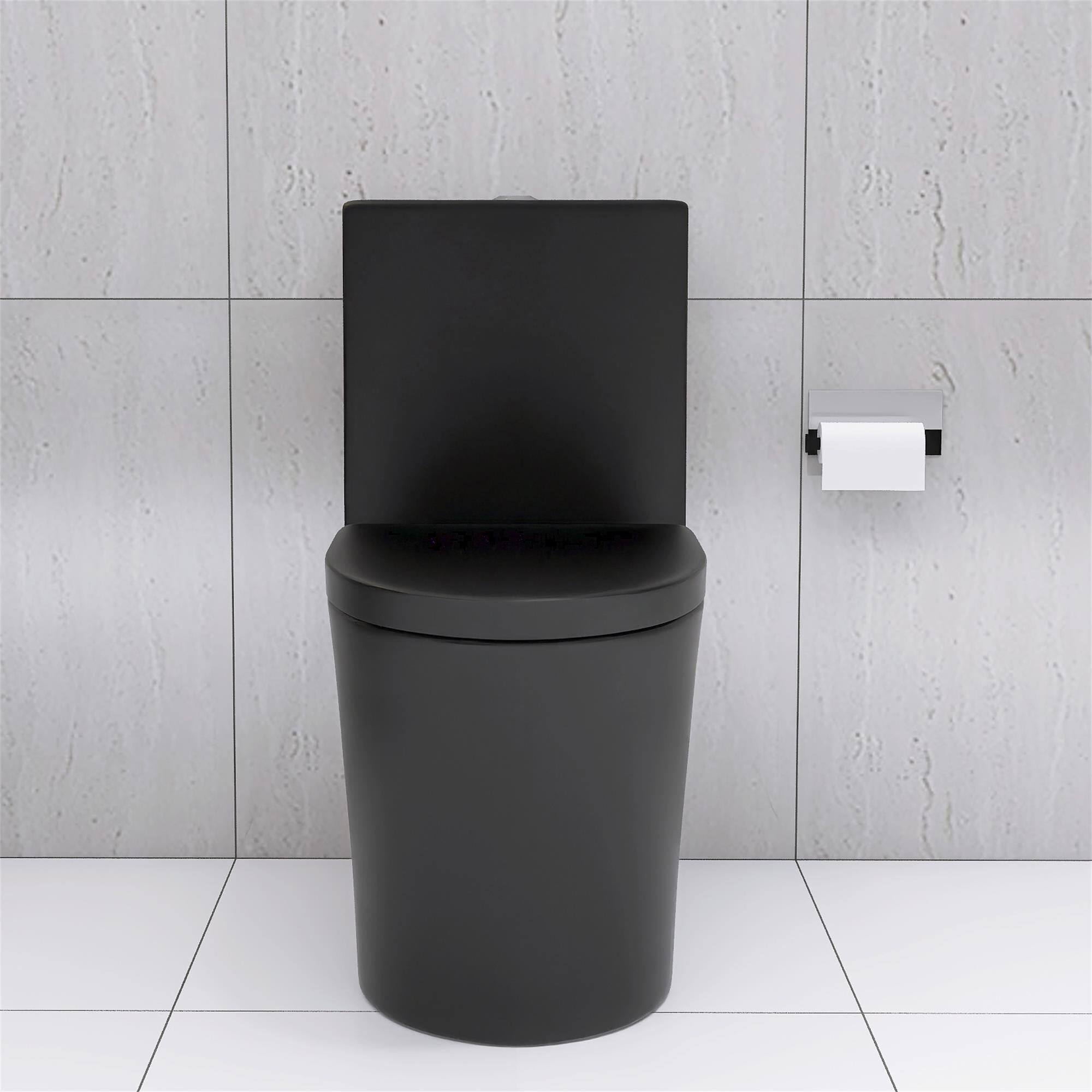 Alt View 1. Boyel Living - Matte Black Elongated One Piece Toilet Dual Flush 1116 GPF Map 1000g Comfort Design Ultra Quiet Easy Clean - Black.