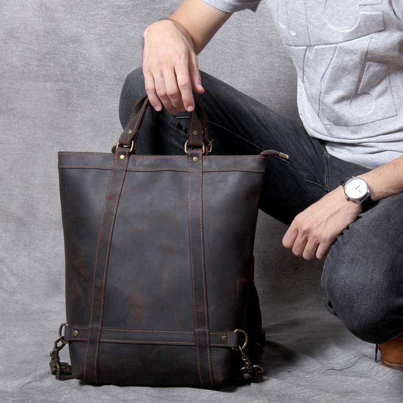 Alt View 9. Steel Horse Leather - The Icarus | Handmade Vintage Leather Backpack - brown.