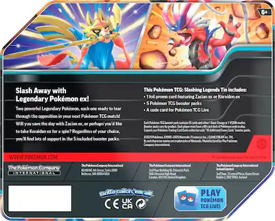Pokemon TCG: Slashing Legends Tin - Zacian ex - 5 Packs, Promo Card Pokemon TCG: Slashing Legends Tin - Zacian ex - 5 Packs, Promo Card