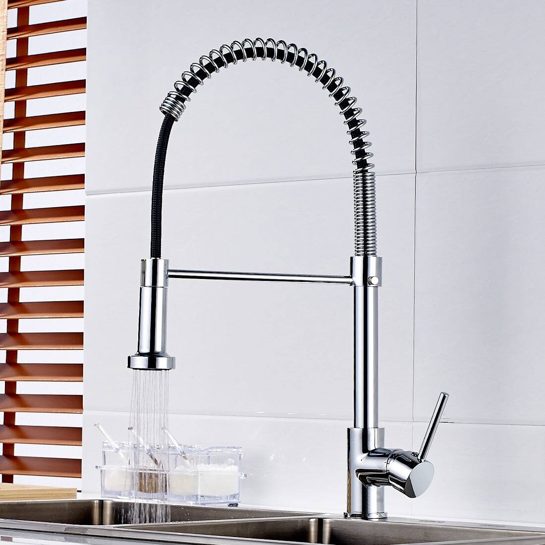 Alt View 8. Boyel Living - Silver Style Single Handle Pull Down Sprayer Kitchen Faucet - Chrome.