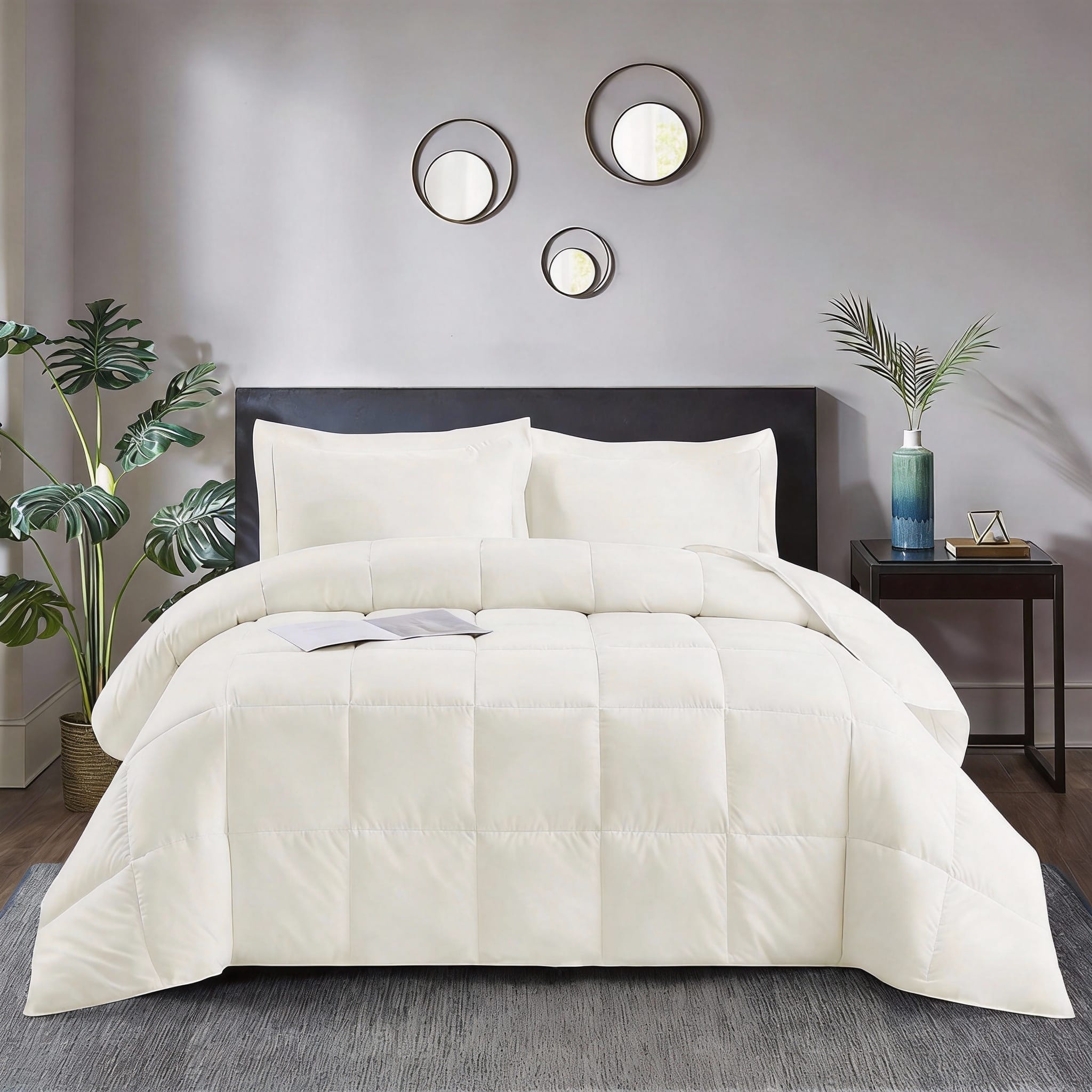 OMOMMD - Comforter Set All Season Reversible Down Alternative Bedding Quilted Duvet Insert - Ivory Twin/Twin XL