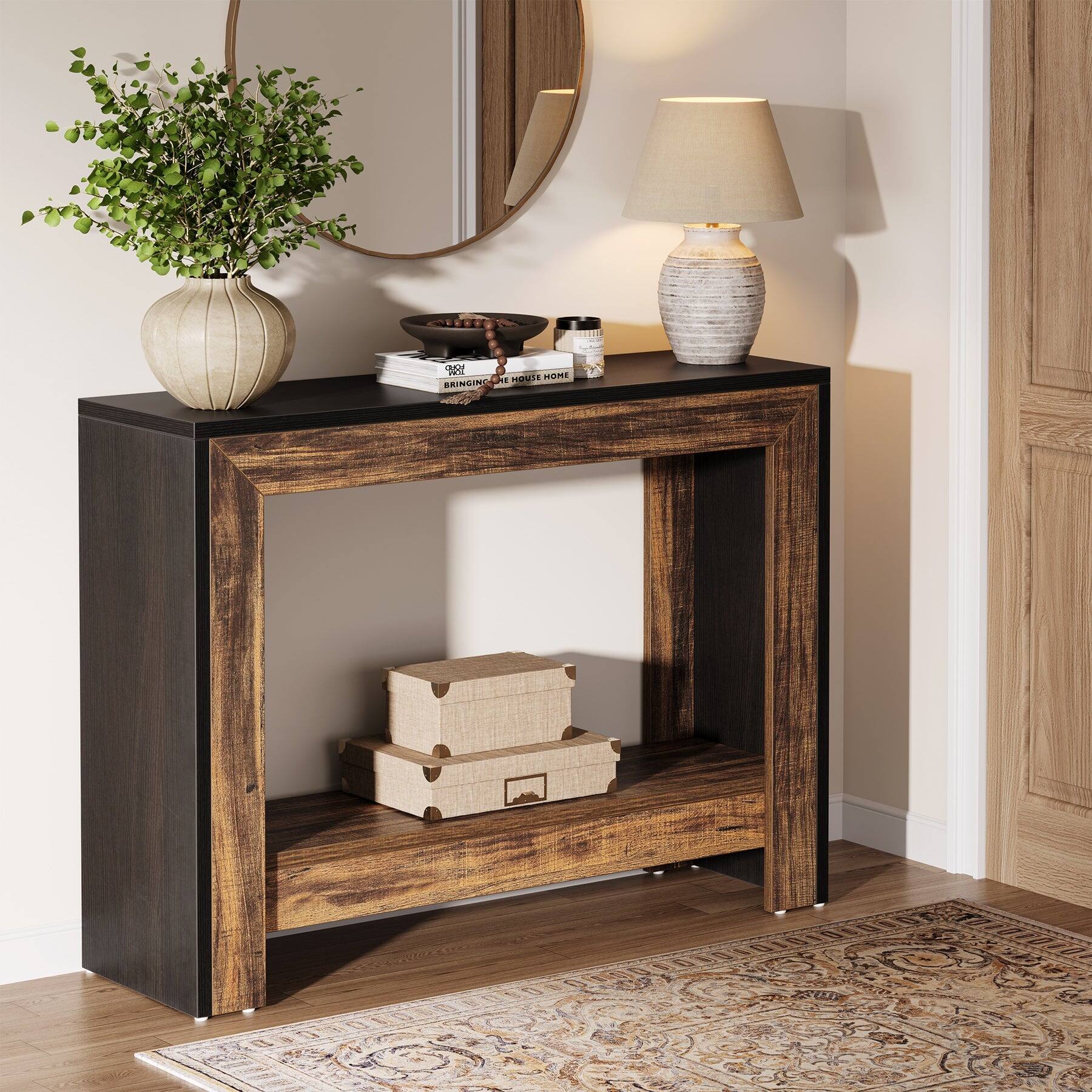 Tribesigns Farmhouse Console Table with Engineered Wood Construction ...