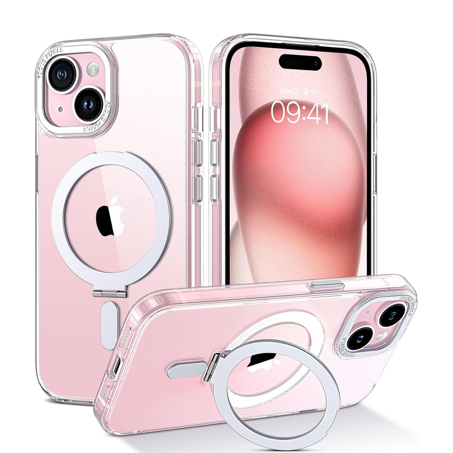 Alt View 11. SaharaCase - Hybrid-Flex Kickstand Case with MagSafe for Apple iPhone 15 - Clear.