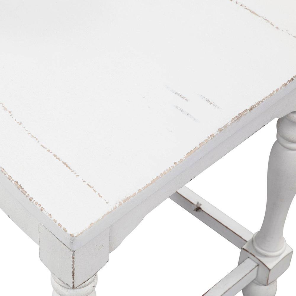 Angle. Liberty Furniture Industries - Magnolia Manor Ladder Back Counter Chair (RTA) in Antique White - White.
