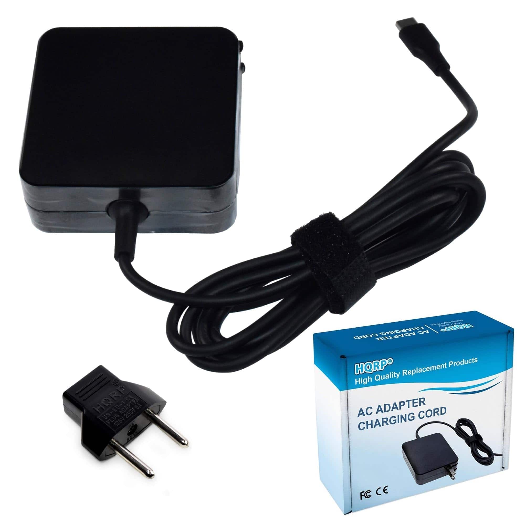 HQRP - 45W USB-C Type C Adapter Fast Charger USB PD for HP Chromebook Spectre Pavilion EliteBook Envy Laptop Power Supply - Black