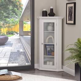 Kings Brand Furniture - Cambridge Corner Curio Storage Cabinet - White