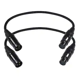 HQRP - 2-Pack 1 ft XLR Microphone Cable, 3-Pin Male-Female Balanced Audio Cord - Black