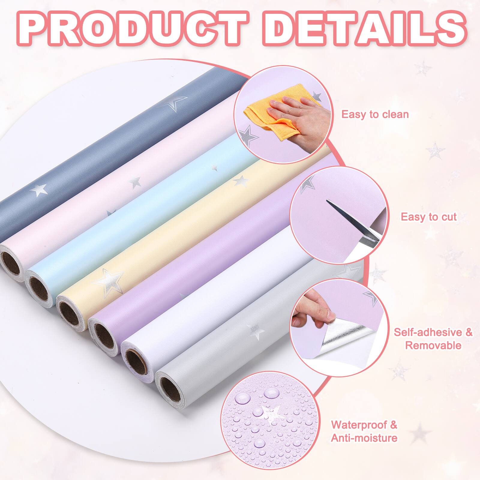 Unique Bargains Star Wallpaper 23.6x394
