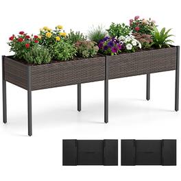 Costway - 6 x 2 FT Raised Garden Bed with Legs, Removable Liner for Vegetables, Flowers - Mixed Brown