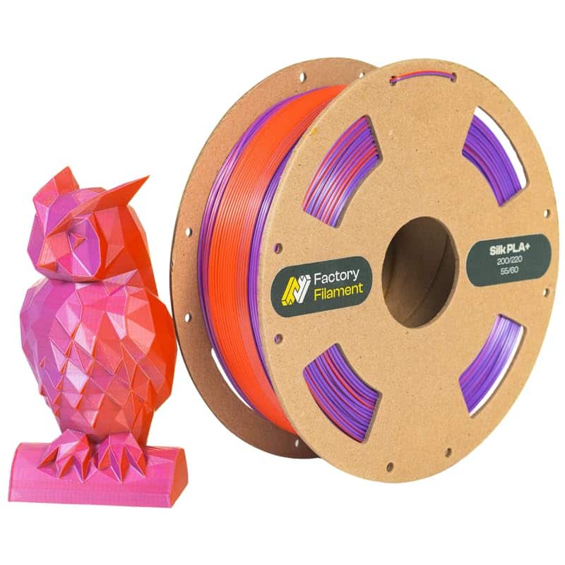 Factory Filament - 1.75mm Dual Color Silk Purple + Red PLA 3D Printer Filament, 1 KG Spool, Dimensional Accuracy +/- 0.02 mm - Purple/Red