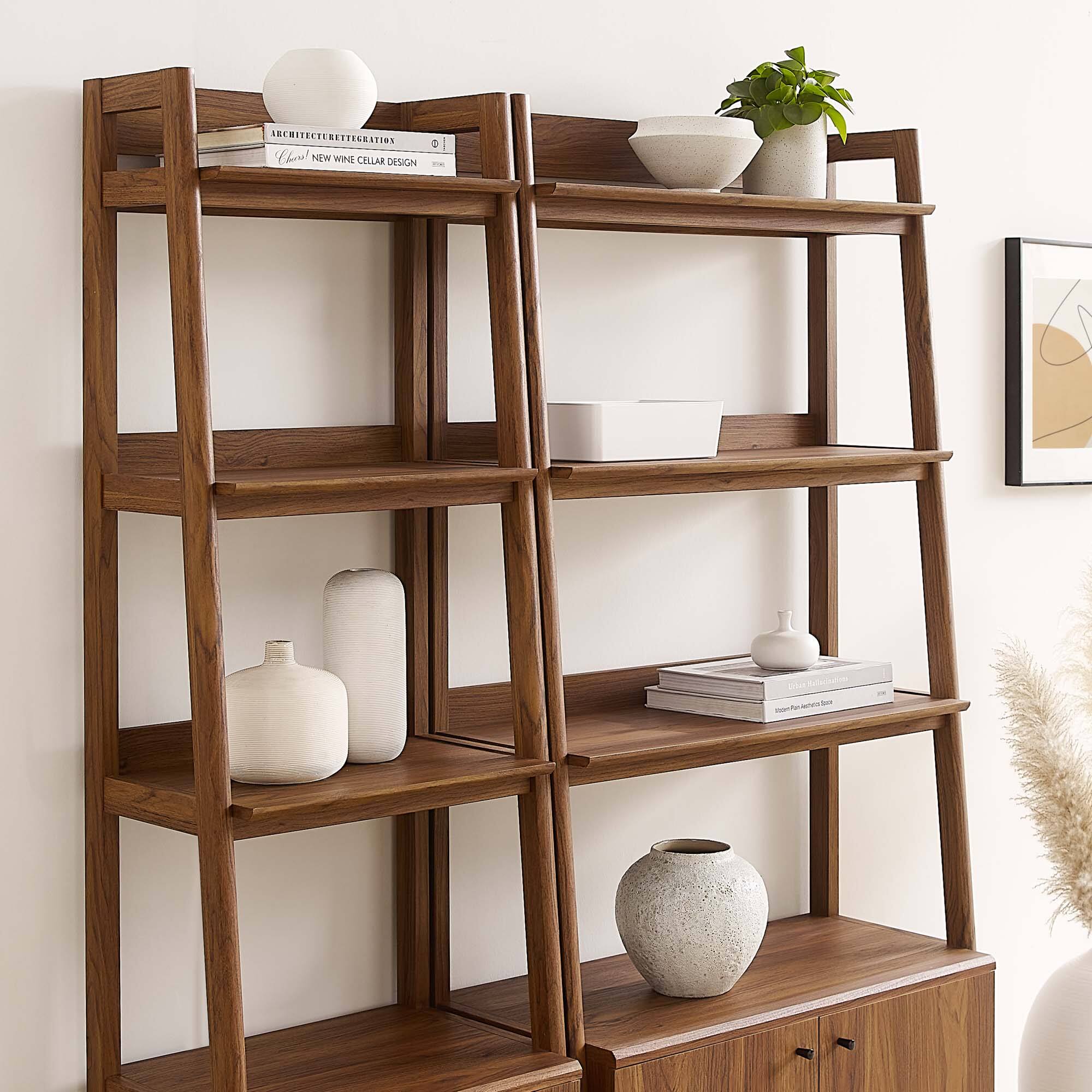 Bixby Wood Bookshelves Set of 2 by Modway - Walnut