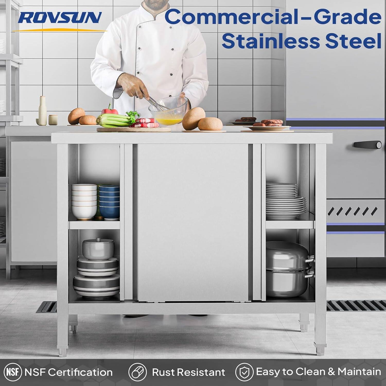 ROVSUN  
Commercial-Grade Stainless Steel  

NSF Certification  
Rust Resistant  
Easy to Clean & Maintain
