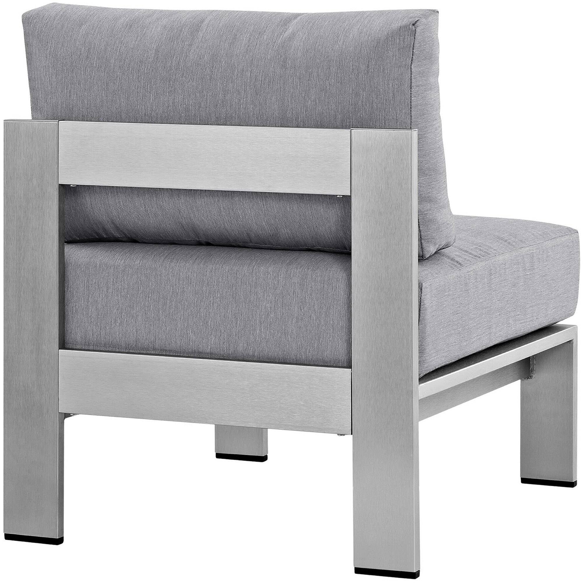 Back. Modway - Shore Armless Outdoor Patio Aluminum Chair by Modway - Silver Gray.