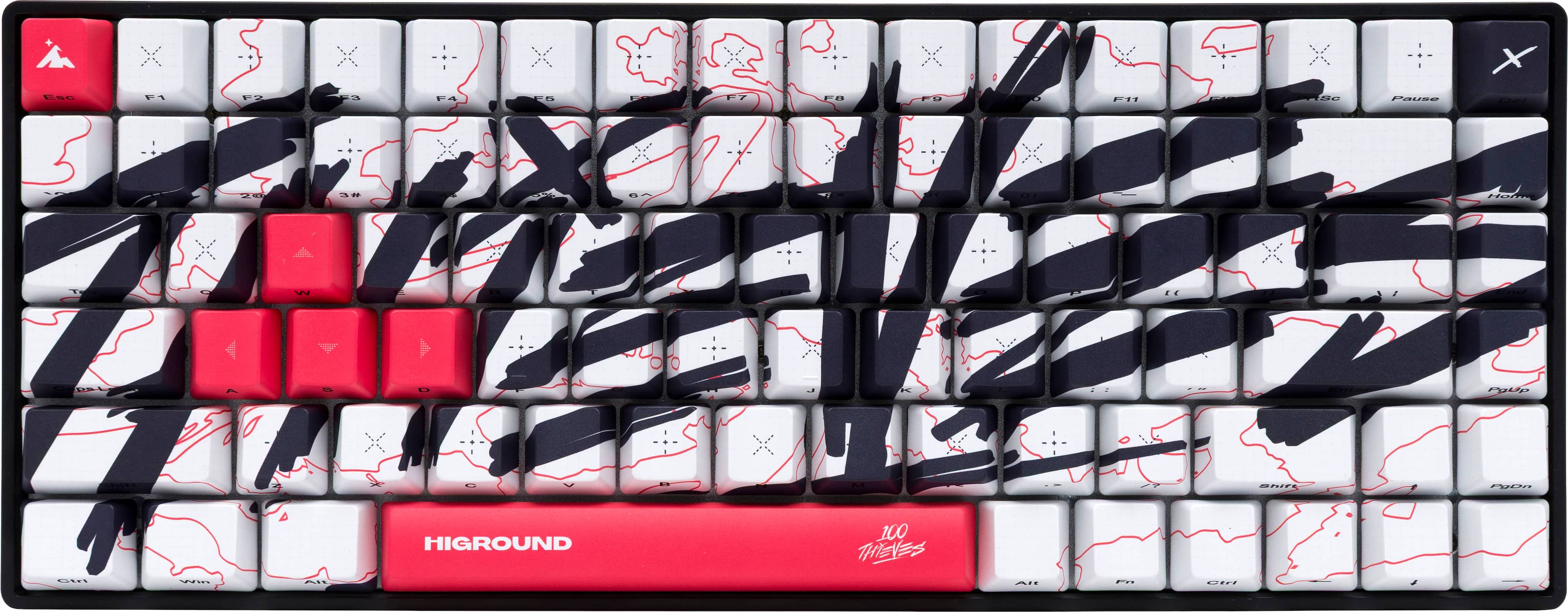 Higround - Basecamp 75+ 75% Wired Mechanical Lubed TTC Milky Switch Gaming Keyboard with RGB Backlighting - 100 Thieves - Team Issue - Front_Zoom