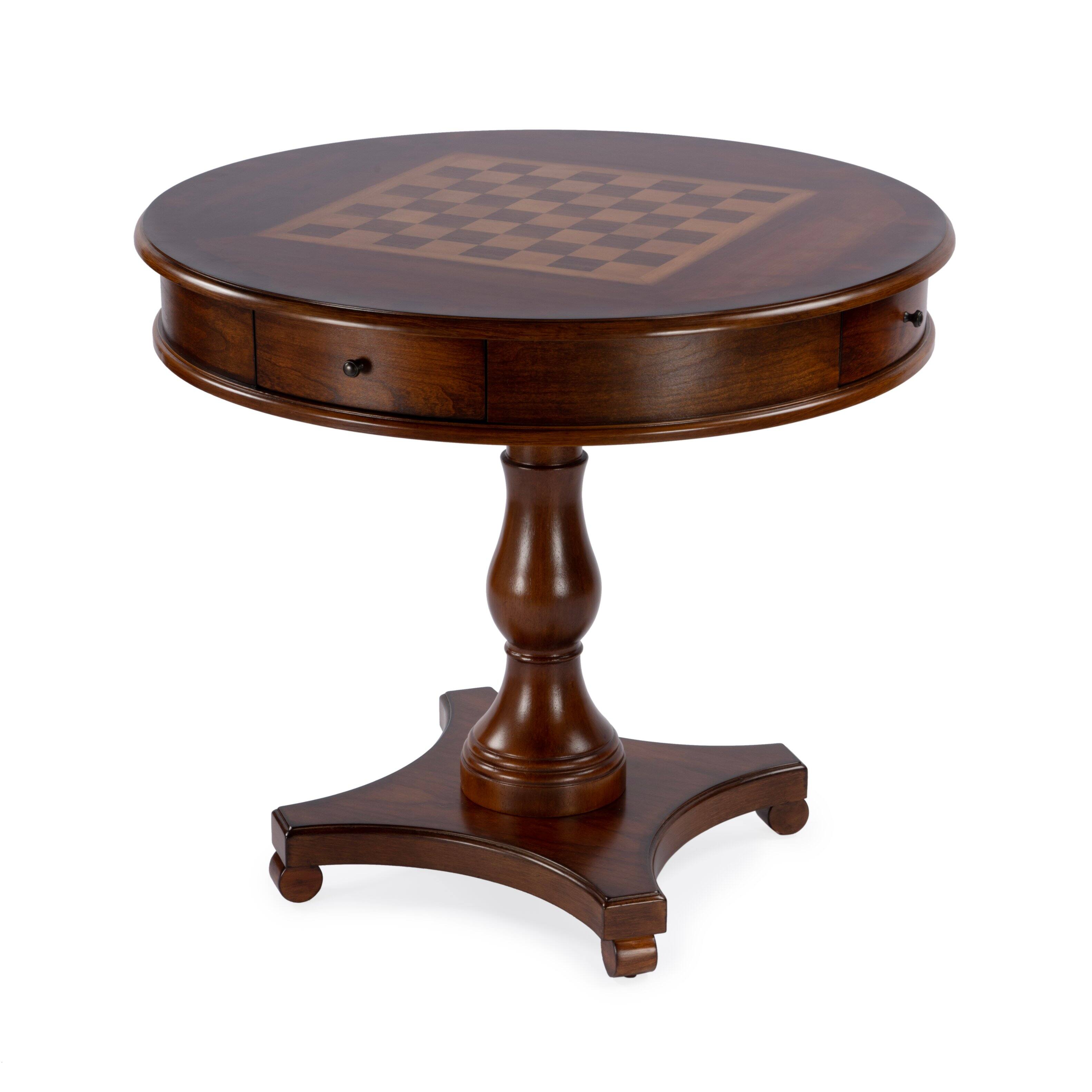 Front. Butler Specialty - Fredrik 34 in. W Round Wood Pedestal Base Game table - Medium Brown.