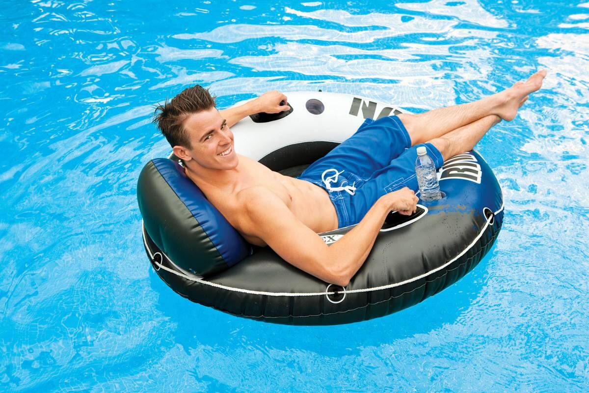 Alt View 4. Intex - Intex River Run 1 Inflatable Floating Lounge Tube Pool Float, 10 Pack, Blue - Multicolor.